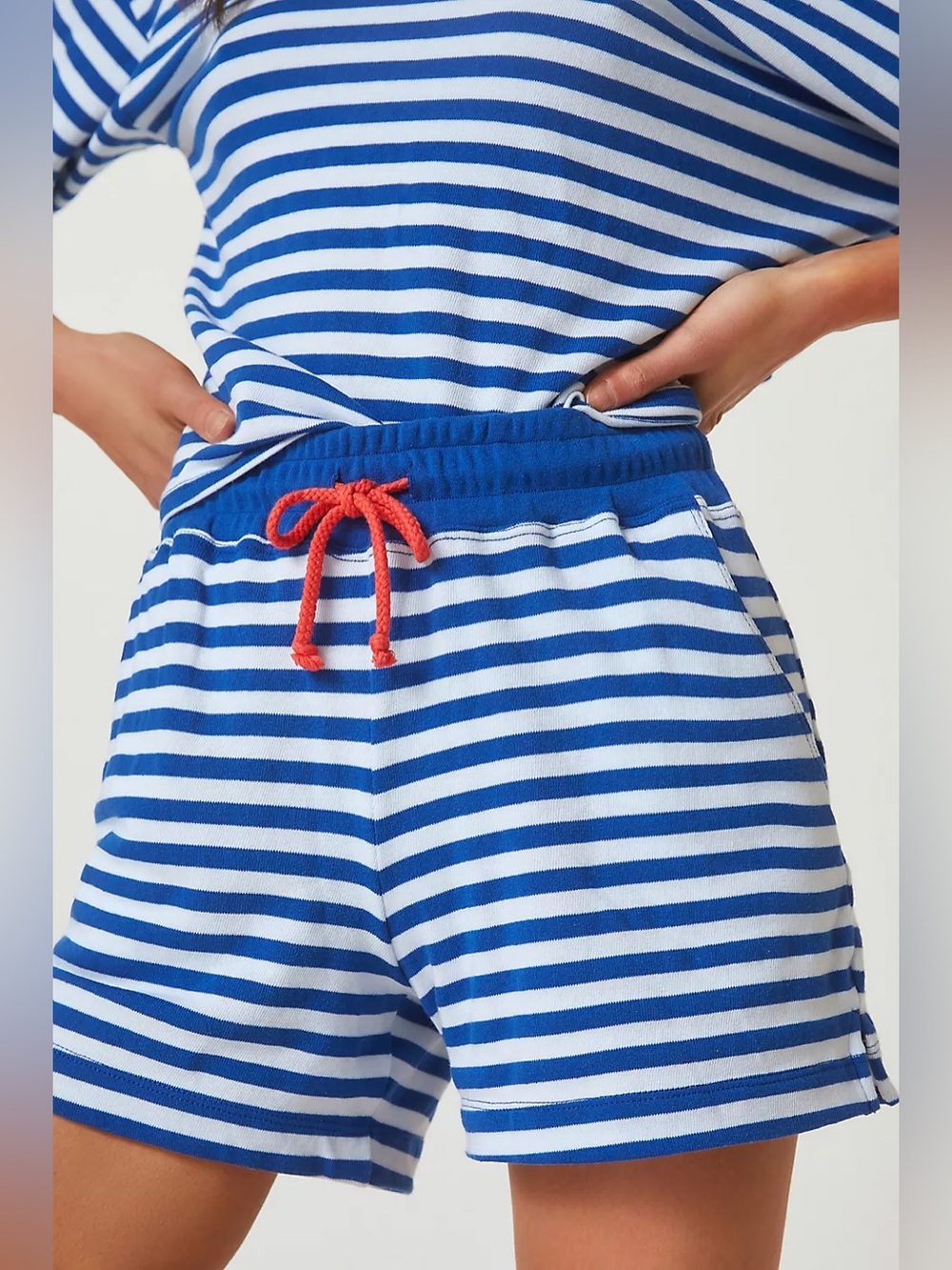 Anthropologie Sundry Blue and White Stripe Shorts